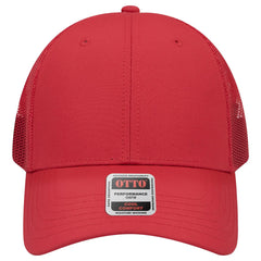 OTTO 83-3 6 Panel Low Profile Mesh Back Trucker Cap - Red - Red / 7 3/8’’ - 7 5/8’’
