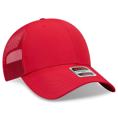 OTTO 83-3 6 Panel Low Profile Mesh Back Trucker Cap - Red - Red / 7 3/8’’ - 7 5/8’’