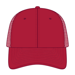 OTTO 83-3 6 Panel Low Profile Mesh Back Trucker Cap - Red - Red / 7 3/8’’ - 7 5/8’’
