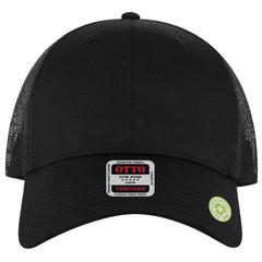 OTTO 83-4 6 Panel Low Profile Mesh Back Trucker Cap - Black - Black / 7 3/8’’ - 7 5/8’’