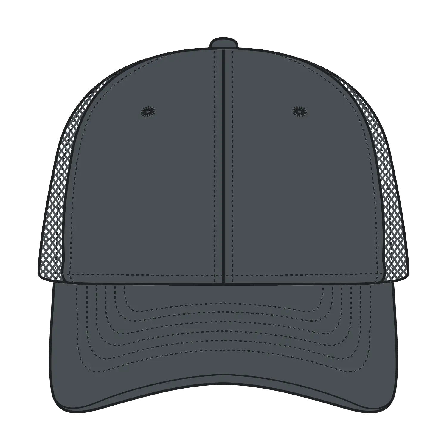 OTTO 83-4 6 Panel Low Profile Mesh Back Trucker Cap - Char. Gray - Char. Gray / 7 3/8’’ - 7 5/8’’