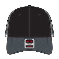OTTO 83-473 6 Panel Low Profile Mesh Back Trucker Cap - Ch.Gry/Blk/Ch.Gry - Ch.Gry/Blk/Ch.Gry / 6 1/2’’ - 7 5/8’’