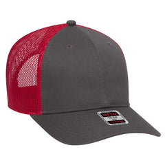 OTTO 83-473 6 Panel Low Profile Mesh Back Trucker Cap - Ch.Gry/Ch.Gry/Red - Ch.Gry/Ch.Gry/Red / 6 1/2’’ - 7 5/8’’