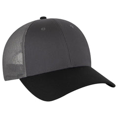 OTTO 83-473 6 Panel Low Profile Mesh Back Trucker Cap - Blk/Ch.Gry/Ch.Gry - Blk/Ch.Gry/Ch.Gry / 6 1/2’’ - 7 5/8’’