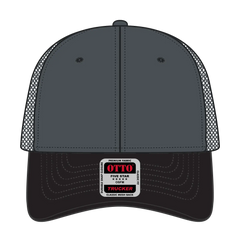 OTTO 83-473 6 Panel Low Profile Mesh Back Trucker Cap - Blk/Ch.Gry/Ch.Gry - Blk/Ch.Gry/Ch.Gry / 6 1/2’’ - 7 5/8’’