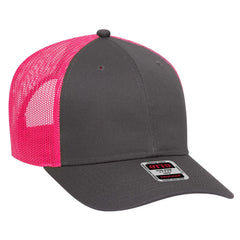 OTTO 83-473 6 Panel Low Profile Mesh Back Trucker Cap - Ch.Gry/Ch.Gry/N.Pnk - Ch.Gry/Ch.Gry/N.Pnk / 6 1/2’’ - 7 5/8’’
