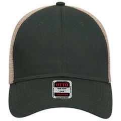 OTTO 83-473 6 Panel Low Profile Mesh Back Trucker Cap - Dk.Grn/Dk.Grn/Kha - Dk.Grn/Dk.Grn/Kha / 6 1/2’’ - 7 5/8’’