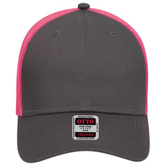 OTTO 83-473 6 Panel Low Profile Mesh Back Trucker Cap - Ch.Gry/Ch.Gry/N.Pnk - Ch.Gry/Ch.Gry/N.Pnk / 6 1/2’’ - 7 5/8’’