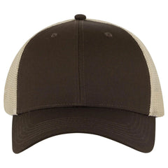 OTTO 83-473 6 Panel Low Profile Mesh Back Trucker Cap - Dk.Brn/Dk.Brn/Kha - Dk.Brn/Dk.Brn/Kha / 6 1/2’’ - 7 5/8’’