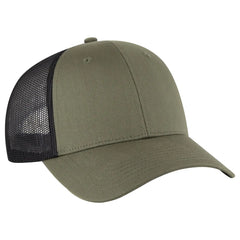 OTTO 83-473 6 Panel Low Profile Mesh Back Trucker Cap - Ol.Grn/Ol.Grn/Blk - Ol.Grn/Ol.Grn/Blk / 6 1/2’’ - 7 5/8’’