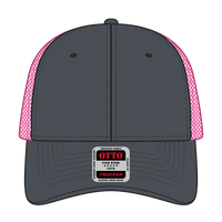 OTTO 83-473 6 Panel Low Profile Mesh Back Trucker Cap - Ch.Gry/Ch.Gry/N.Pnk - Ch.Gry/Ch.Gry/N.Pnk / 6 1/2’’ - 7 5/8’’