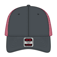 OTTO 83-473 6 Panel Low Profile Mesh Back Trucker Cap - Ch.Gry/Ch.Gry/Red - Ch.Gry/Ch.Gry/Red / 6 1/2’’ - 7 5/8’’