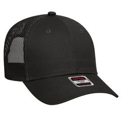 OTTO 83-473 6 Panel Low Profile Mesh Back Trucker Cap - Black