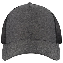 OTTO 83-473 6 Panel Low Profile Mesh Back Trucker Cap - Black - Black / 6 1/2’’ - 7 5/8’’