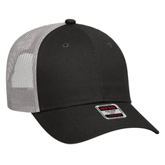 OTTO 83-473 6 Panel Low Profile Mesh Back Trucker Cap - Blk/Blk/Gry - Blk/Blk/Gry / 6 1/2’’ - 7 5/8’’