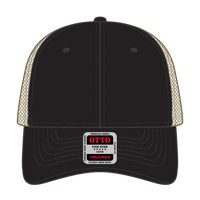OTTO 83-473 6 Panel Low Profile Mesh Back Trucker Cap - Blk/Blk/Kha - Blk/Blk/Kha / 6 1/2’’ - 7 5/8’’