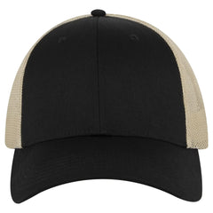 OTTO 83-473 6 Panel Low Profile Mesh Back Trucker Cap - Blk/Blk/Kha - Blk/Blk/Kha / 6 1/2’’ - 7 5/8’’