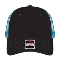 OTTO 83-473 6 Panel Low Profile Mesh Back Trucker Cap - Blk/Blk/N.Blue - Blk/Blk/N.Blue / 6 1/2’’ - 7 5/8’’
