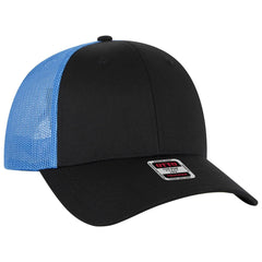 OTTO 83-473 6 Panel Low Profile Mesh Back Trucker Cap - Blk/Blk/N.Blue - Blk/Blk/N.Blue / 6 1/2’’ - 7 5/8’’