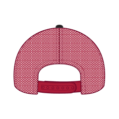OTTO 83-473 6 Panel Low Profile Mesh Back Trucker Cap - Blk/Blk/Red - Blk/Blk/Red / 6 1/2’’ - 7 5/8’’