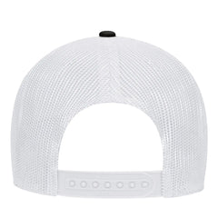 OTTO 83-473 6 Panel Low Profile Mesh Back Trucker Cap - Blk/Blk/Wht - Blk/Blk/Wht / 6 1/2’’ - 7 5/8’’