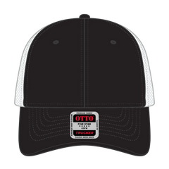 OTTO 83-473 6 Panel Low Profile Mesh Back Trucker Cap - Blk/Blk/Wht - Blk/Blk/Wht / 6 1/2’’ - 7 5/8’’