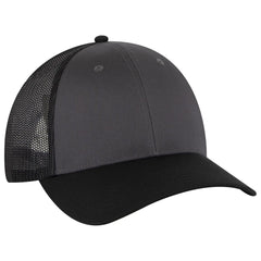 OTTO 83-473 6 Panel Low Profile Mesh Back Trucker Cap - Blk/Ch.Gry/Blk - Blk/Ch.Gry/Blk / 6 1/2’’ - 7 5/8’’