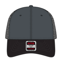 OTTO 83-473 6 Panel Low Profile Mesh Back Trucker Cap - Blk/Ch.Gry/Blk - Blk/Ch.Gry/Blk / 6 1/2’’ - 7 5/8’’