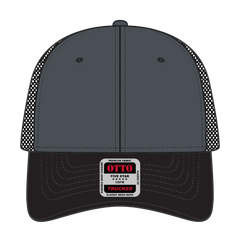 OTTO 83-473 6 Panel Low Profile Mesh Back Trucker Cap - Blk/Ch.Gry/Blk - Blk/Ch.Gry/Blk / 6 1/2’’ - 7 5/8’’