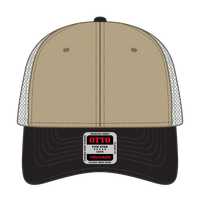 OTTO 83-473 6 Panel Low Profile Mesh Back Trucker Cap - Blk/Kha - Blk/Kha / 6 1/2’’ - 7 5/8’’