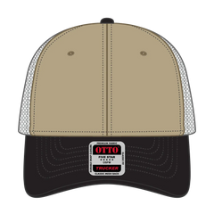 OTTO 83-473 6 Panel Low Profile Mesh Back Trucker Cap - Blk/Kha - Blk/Kha / 6 1/2’’ - 7 5/8’’