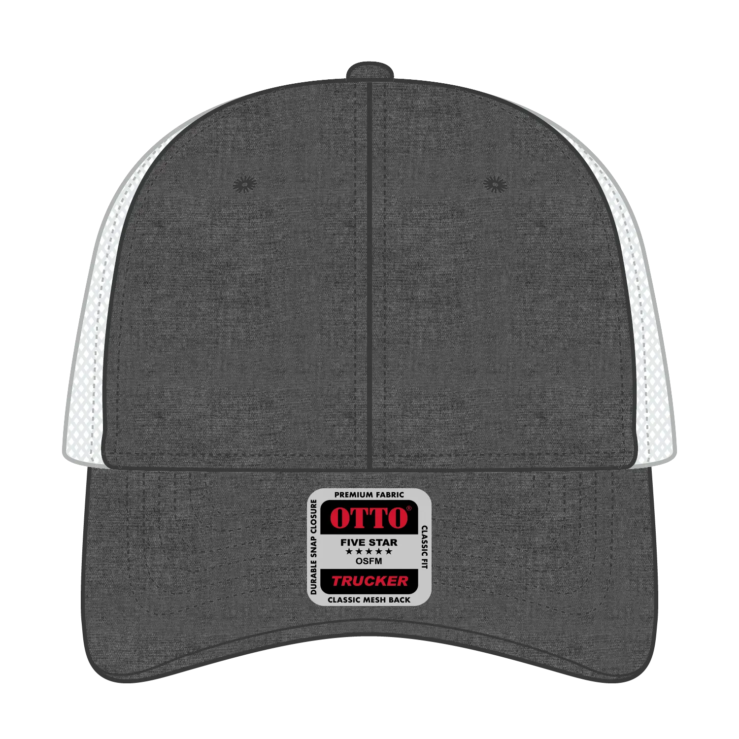 OTTO 83-473 6 Panel Low Profile Mesh Back Trucker Cap - Blk/Wht - Blk/Wht / 6 1/2’’ - 7 5/8’’