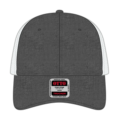 OTTO 83-473 6 Panel Low Profile Mesh Back Trucker Cap - Blk/Wht - Blk/Wht / 6 1/2’’ - 7 5/8’’