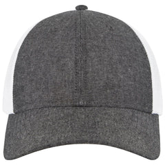 OTTO 83-473 6 Panel Low Profile Mesh Back Trucker Cap - Blk/Wht - Blk/Wht / 6 1/2’’ - 7 5/8’’