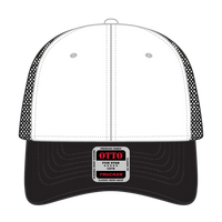 OTTO 83-473 6 Panel Low Profile Mesh Back Trucker Cap - Blk/Wht/Blk - Blk/Wht/Blk / 6 1/2’’ - 7 5/8’’