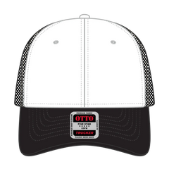 OTTO 83-473 6 Panel Low Profile Mesh Back Trucker Cap - Blk/Wht/Blk - Blk/Wht/Blk / 6 1/2’’ - 7 5/8’’
