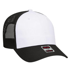 OTTO 83-473 6 Panel Low Profile Mesh Back Trucker Cap - Blk/Wht/Blk