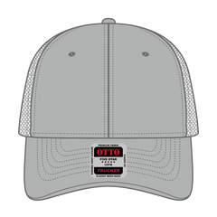 OTTO 83-473 6 Panel Low Profile Mesh Back Trucker Cap - Gray - Gray / 6 1/2’’ - 7 5/8’’