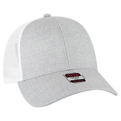 OTTO 83-473 6 Panel Low Profile Mesh Back Trucker Cap - H. Gry/H. Gry/Wht - H. Gry/H. Gry/Wht / 6 1/2’’ - 7 5/8’’