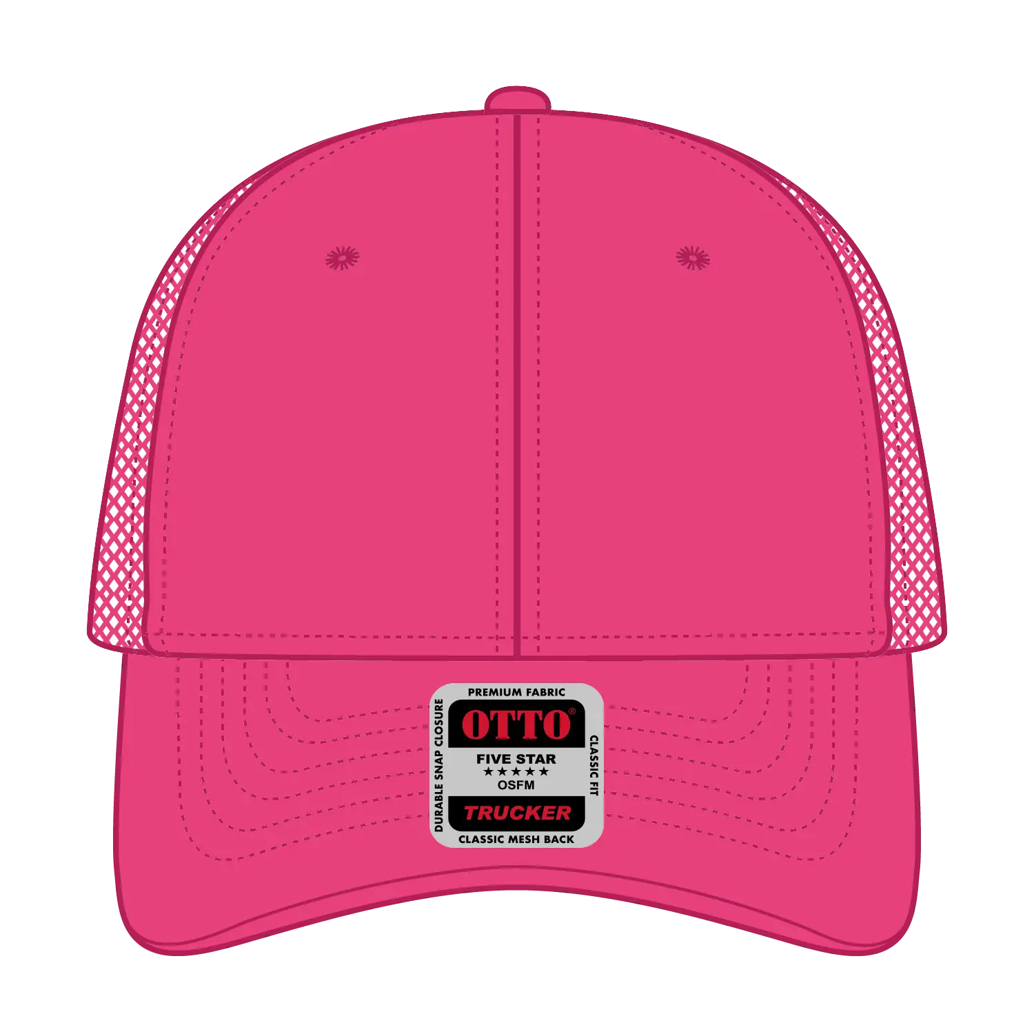 OTTO 83-473 6 Panel Low Profile Mesh Back Trucker Cap - Hot Pink - Hot Pink / 6 1/2’’ - 7 5/8’’