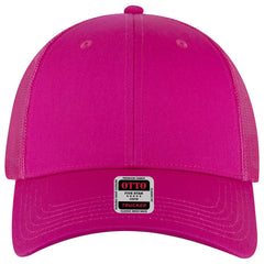 OTTO 83-473 6 Panel Low Profile Mesh Back Trucker Cap - Hot Pink