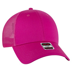 OTTO 83-473 6 Panel Low Profile Mesh Back Trucker Cap - Hot Pink