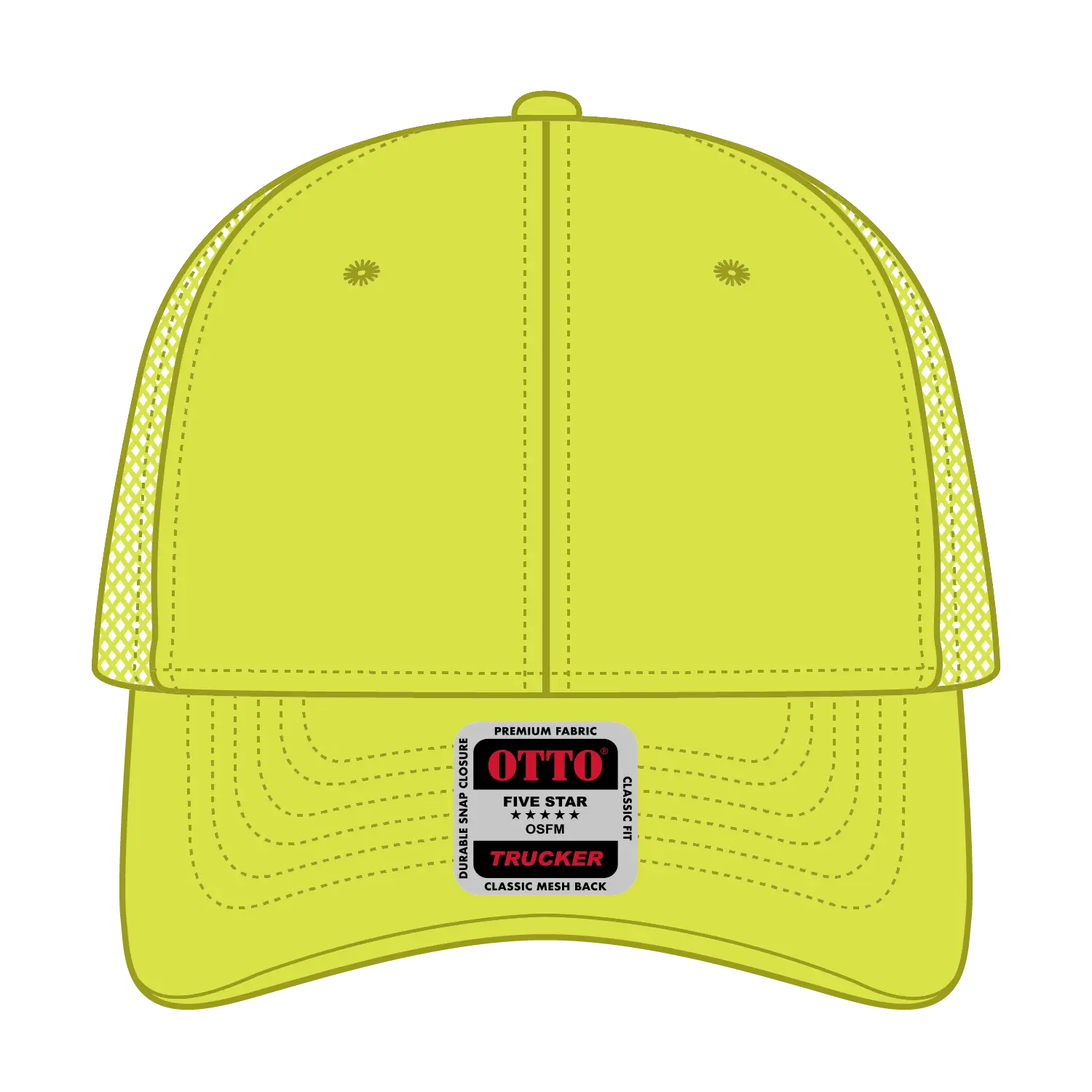 OTTO 83-473 6 Panel Low Profile Mesh Back Trucker Cap - N. Yellow - N. Yellow / 6 1/2’’ - 7 5/8’’