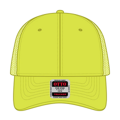 OTTO 83-473 6 Panel Low Profile Mesh Back Trucker Cap - N. Yellow - N. Yellow / 6 1/2’’ - 7 5/8’’