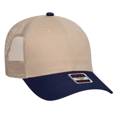 OTTO 83-473 6 Panel Low Profile Mesh Back Trucker Cap - Nvy/Kha - Nvy/Kha / 6 1/2’’ - 7 5/8’’
