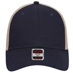 OTTO 83-473 6 Panel Low Profile Mesh Back Trucker Cap - Nvy/Nvy/Kha - Nvy/Nvy/Kha / 6 1/2’’ - 7 5/8’’