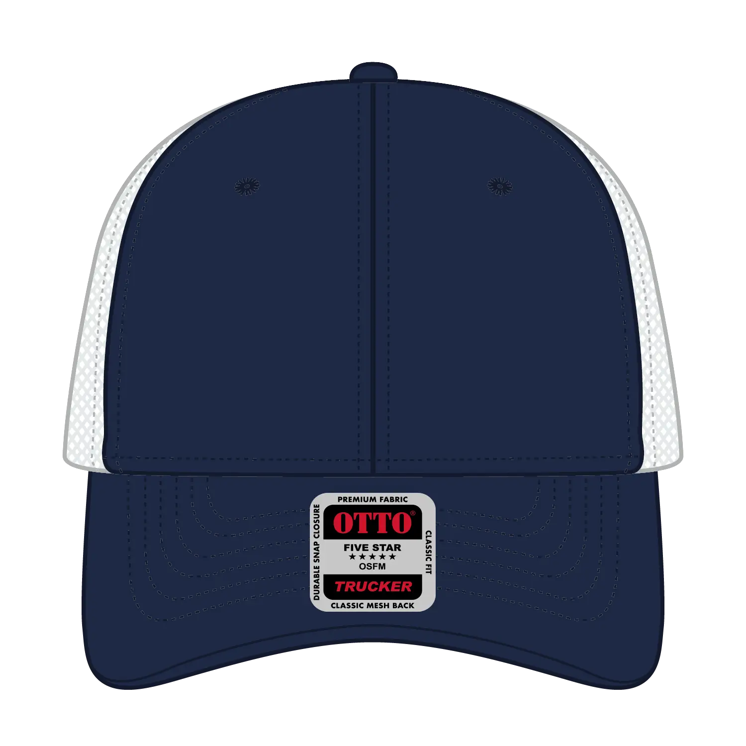 OTTO 83-473 6 Panel Low Profile Mesh Back Trucker Cap - Nvy/Nvy/Wht - Nvy/Nvy/Wht / 6 1/2’’ - 7 5/8’’