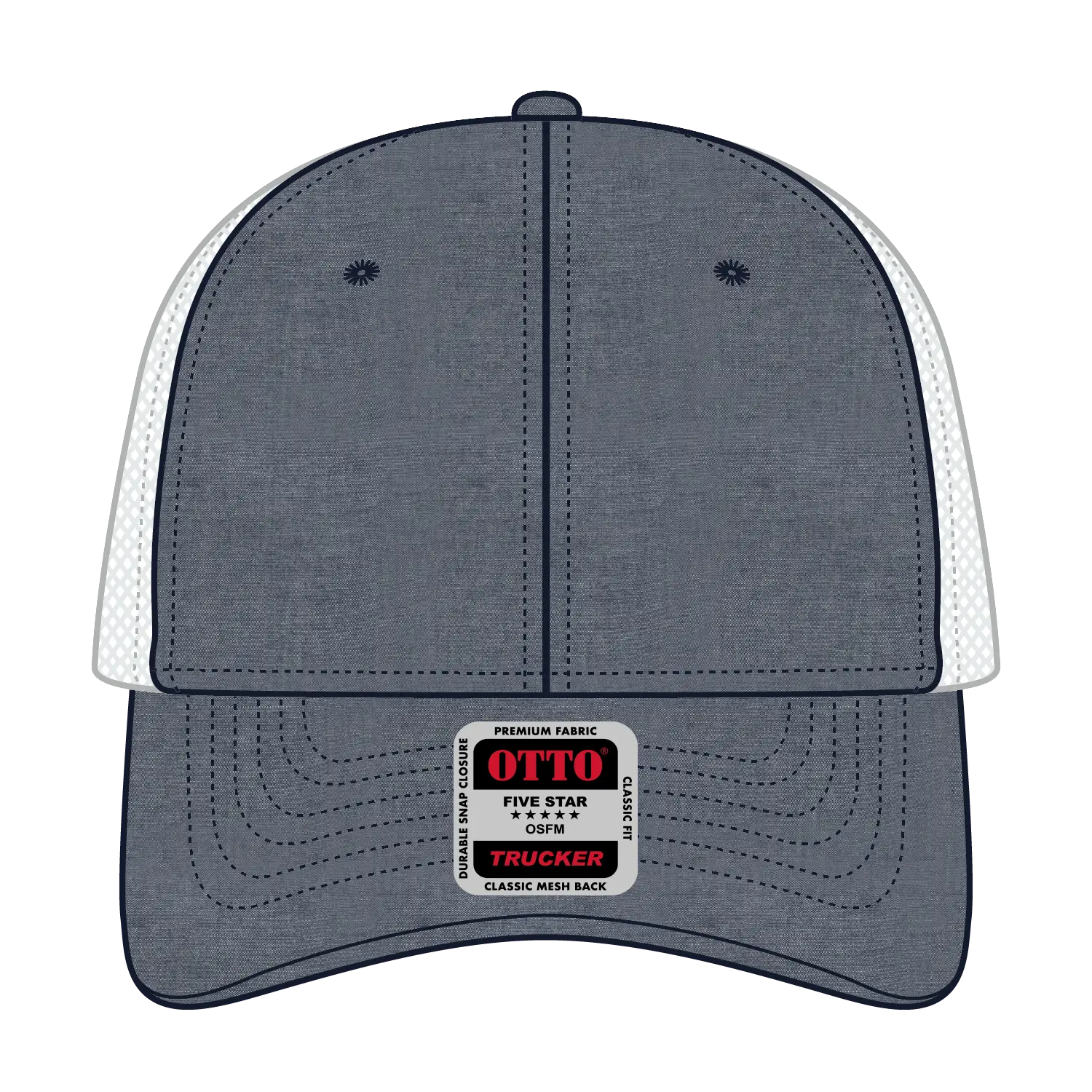 OTTO 83-473 6 Panel Low Profile Mesh Back Trucker Cap - Nvy/Wht - Nvy/Wht / 6 1/2’’ - 7 5/8’’