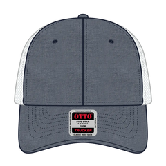 OTTO 83-473 6 Panel Low Profile Mesh Back Trucker Cap - Nvy/Wht - Nvy/Wht / 6 1/2’’ - 7 5/8’’