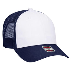 OTTO 83-473 6 Panel Low Profile Mesh Back Trucker Cap - Nvy/Wht/Nvy